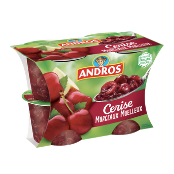 Image de Dessert fruitier avec morceaux Cerise ANDROS  -  4 pots de