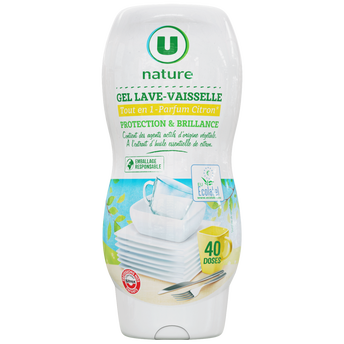 Image de U NATURE
Gel lave-vaisselle tout en 1 parfum citron  flacon de