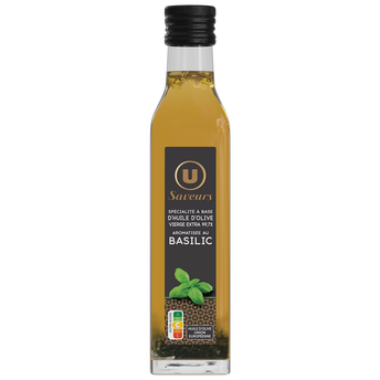 Image de U SAVEURS
Spécialité à base d'huile d'olive vierge extra 99,7% aromatisée au basilic  bouteille de