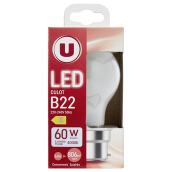 Image de U
Ampoule LED ronde 60w B22 opaque et