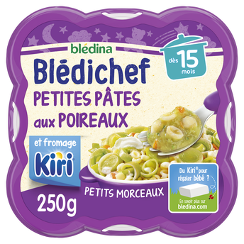 Image de Plat bébé pâtes aux poireaux Kiri dès 15 mois BLEDICHEF BLEDINA