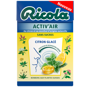 Image de Bonbons pastilles citron glacé activ'air sans sucre RICOLA boîte