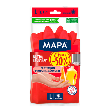 Mapa Gants Ultra Résistants Latex Mapa, Taille-l, Lot De 2