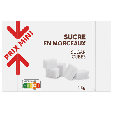 Sucre blanc en morceaux PRIX MINI - boîte 1kg - Super U, Hyper U, U Express  