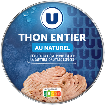 Image de U
Thon entier listao pêché à la ligne  boîte de