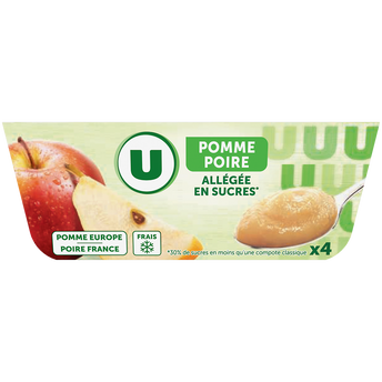 Image de U
Dessert fruitier pomme et poire allégé en sucre