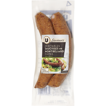 Image de U SAVEURS
Saucisses de Montbéliard IGP cuite