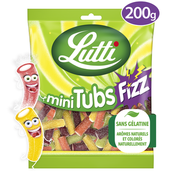 Image de Bonbons Mini Tubs Fizz piquants LUTTI - Sachet de