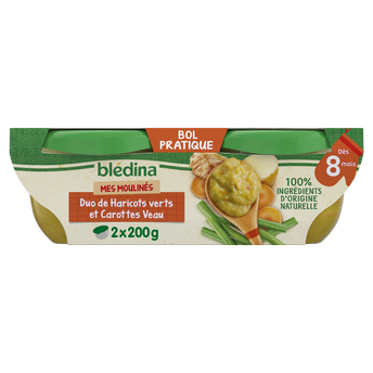 Image de Plat bébé haricots verts carottes veau dès 8 mois BLEDINA