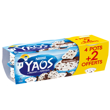 Nestlé Yaourt Brassé À La Grecque Stracciatella Yaos, 4x125g + 2 Offerts