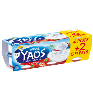 Yaos Yaourt Brassé Sur Lit De Fraise Grecque Yaos, 4x125g + 2 Offerts