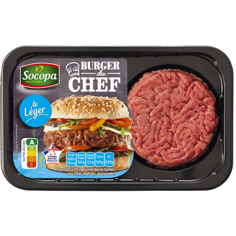 Image de Steak haché burger du chef, 5% Mat.Gr, SOCOPA, France, 2 pièces, barquette