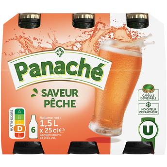 Image de U
Panaché aromatisé pêche   <1% vol. 6 bouteilles de