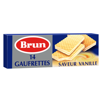 Image de Biscuits gaufrettes fourrées saveur vanille BRUN, paquet de