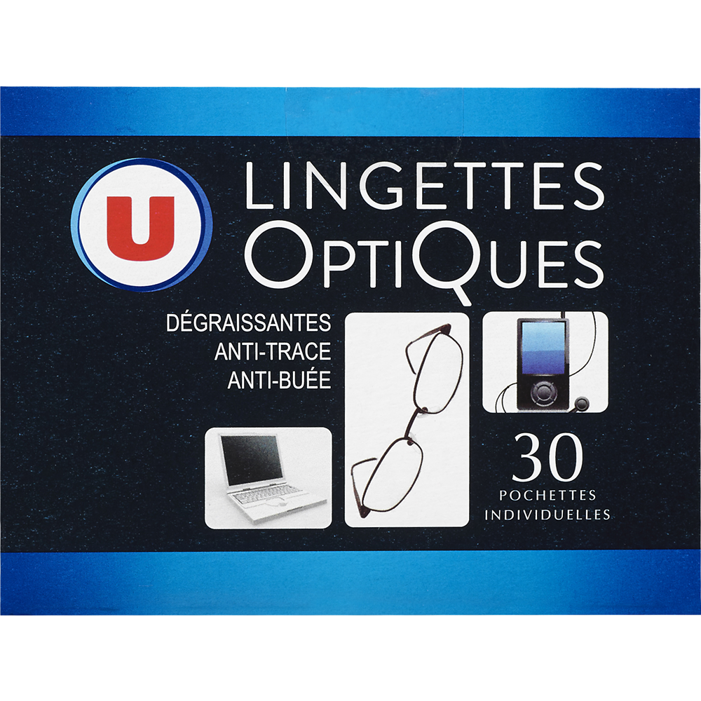 Nettoyant optique Lingettes Nettoyantes Lunettes 24 Lingettes Ultra Dégraissant et Anti Trace VU 