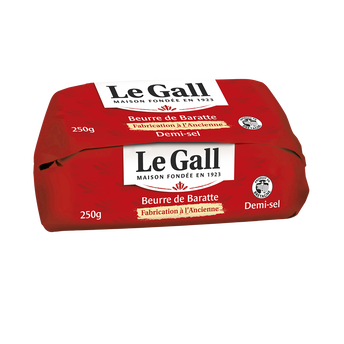Image de Beurre de baratte demi-sel fabrication ancienne LE GALL, 80%mg, plaquette de