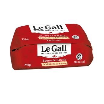 Image de Beurre de baratte demi-sel fabrication ancienne LE GALL, 80%mg, plaquette de