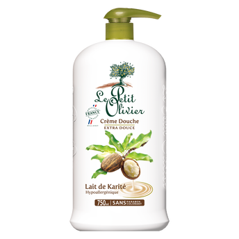 Image de Crème douche extra douce lait de karité LE PETIT OLIVIER, flacon