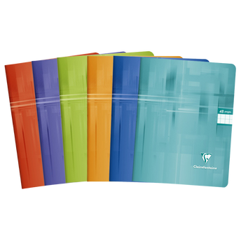 Image de Cahier piqûre Clairefontaine 17x22cm grands carreaux seyes 90g 48p