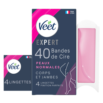 Image de Veet Expert Bandes de Cire Froide Epilation Corps & Jambes Peaux Normales