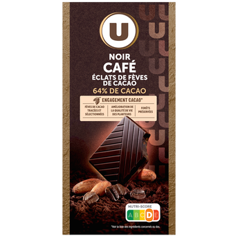 Image de U
Chocolat noir café éclats fèves de cacao dégustation Tablette de