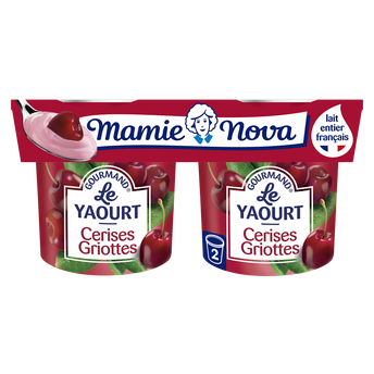 Image de Yaourts Gourmand aux fruits Cerise Griotte MAMIE NOVA  -  2 pots de
