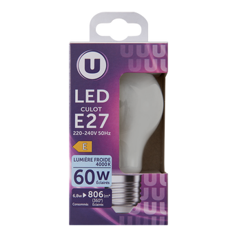 Image de U
Ampoule Led ronde 60w e27 opaque lumière