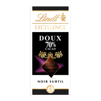 Image de Chocolat noir doux 70% Excellence LINDT, Tablette de