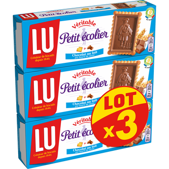 Image de Biscuits petit beurre nappés au chocolat au lait Petit Ecolier LU - Paquet de