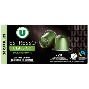 Image de U
Café capsules ESPRESSO CLASSICO N°7 - compatible NESPRESSO