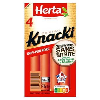 Image de Knacki original 100% pur porc conservation sans nitrite HERTA x4
