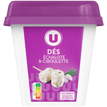 Image de U
Spécialité fromagère au lait pasteurisé dés de salade échalote ciboulette,  32% de MG, pot de