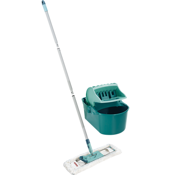 Leifheit Set Profi Compact  Balai À Plat+seau Essoreur 8l-largeurnettoyage 42cm-manche Acier 140cm-tête 360°-seau Avec Poignée Detransport