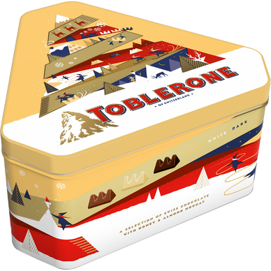 Boîte de mini-Toblerone saveur chocolat lait, noir et blanc