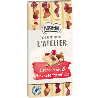 Image de Chocolat blanc cranberries amandes NESTLE L'ATELIER - Tablette
