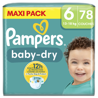 Image de Couches baby dry PAMPERS 13-18kg mega taille 6