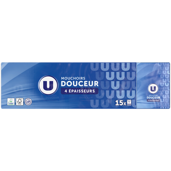 Image de U
Mouchoirs 4 plis étuis compacts 15 paquets de 9