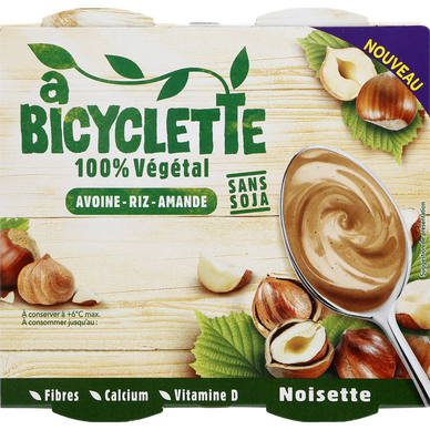 Dessert végétale chocolat A BICYCLETTE : le lot de 4 pots de 100g