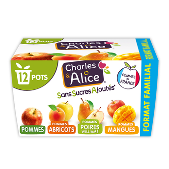 Image de Dessert fruitier Panachés Sans Sucres Ajoutés CHARLES & ALICE - 12 pots de