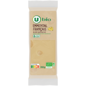 Image de U BIO
Emmental français au lait pasteurisé 31%MG - Bloc