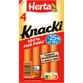 Image de Knacki original 100% pur porc -25% de sel HERTA x4