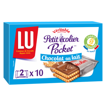 Image de Biscuits petit beurre chocolat au lait Petit Ecolier LU, paquet de