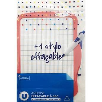 Image de U
Ardoise effaçable double face avec 1 stylo et 1