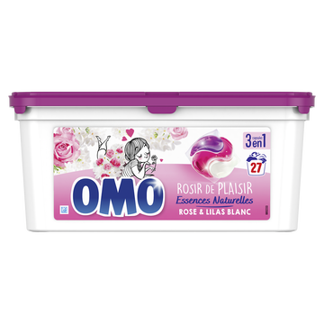 Omo Lessive Capsules 3en1 Rose & Lilas Blanc Omo X27 Lavages