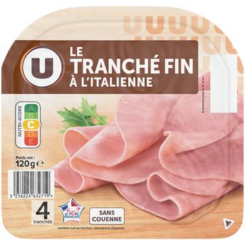 Image de U
Jambon Supérieur sans couenne Tranché fin à l'italienne - x4