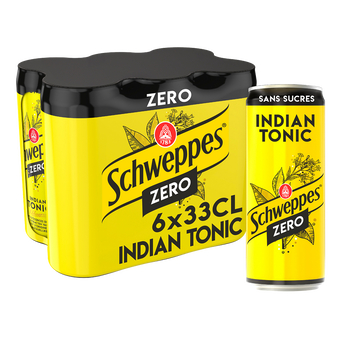 Image de Soda Zero Indian Tonic SCHWEPPES - le pack de 6 canettes de