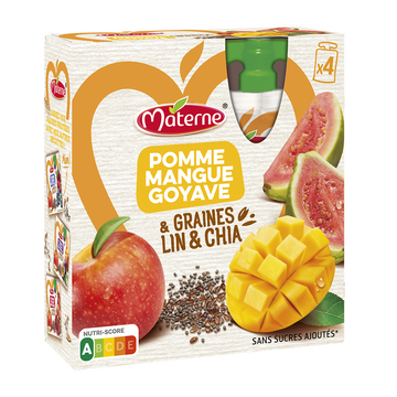 Materne Compote Pomme Mangue Goyave Céréales Et Graine Materne 4x90g
