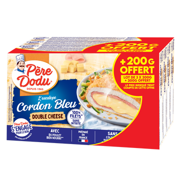 Père Dodu Cordon Bleu Double Cheese, Pere Dodu, Lot De 3 Pièces + 1 Offert