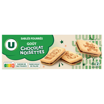 Image de U
Sablés fourrés parfum chocolat noisettes