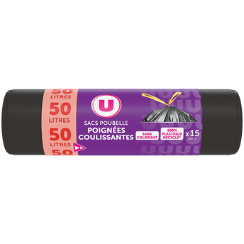 Image de U
Sacs poubelle 100% recyclé liens coulissants 15x50